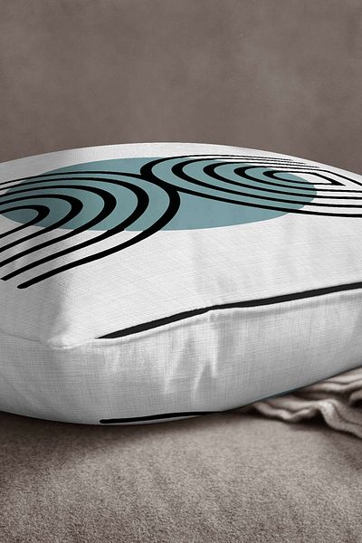 INSENSE HOME Velvet Babyface, albastru, negru, decorativ, abstract, frunze, model, imprimat, husă de pernă Cgh723