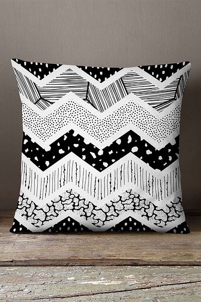 INSENSE HOME Fetă de pernă modernă cu dungi alb-negru Babyface din catifea - Cgh060