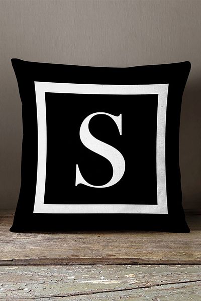INSENSE HOME Husă de pernă din catifea Babyface cu litere duble laterale - Litera S - 43x43 Cm