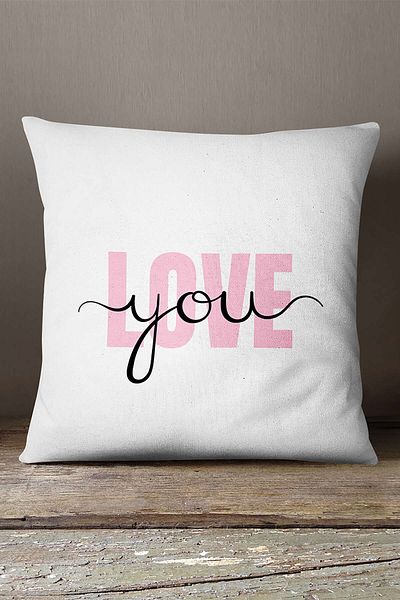 INSENSE HOME Βελούδινο Babyface Λευκό Ροζ Μοντέρνο Love You Ψηφιακή εμπριμέ ριχτάρι μαξιλαροθήκη - Cgh338