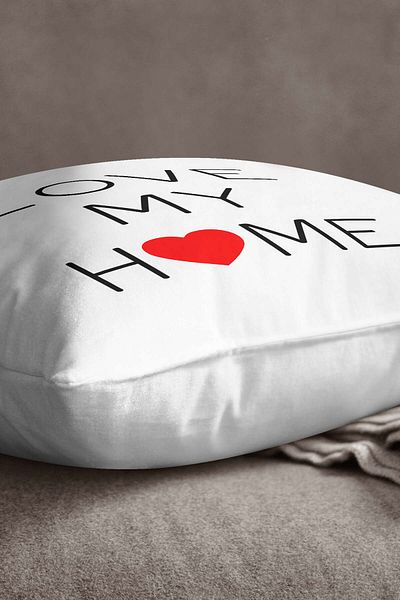 INSENSE HOME Velvet Babyface Alb Negru Love My Home Față de pernă cu imprimare digitală - Cgh453