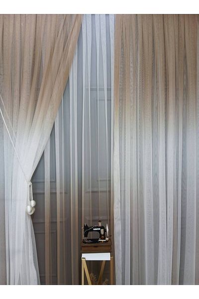 farbateks Mink Colored Color Transitioning Gradient Right/Left Suit Tulle Background Curtain