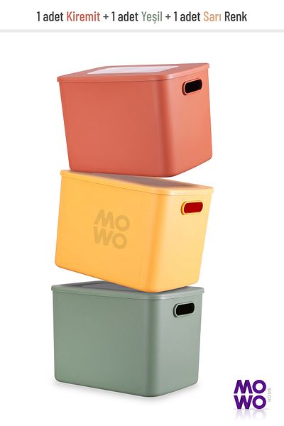 Mowo Home Storage Box Mix 3 Pieces 17 Liter Organizer Box with Lid, Decorative Storage Box, Organizer