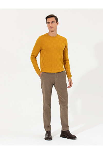 Cacharel Sarı Slim Fit Yün Karışımlı Bisiklet Yaka Triko Kazak 50258883-VR044