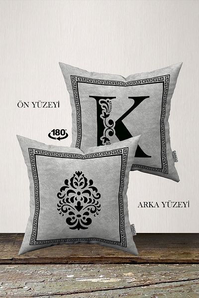INSENSE HOME Husă de pernă din catifea Babyface cu litere duble laterale - Litera K