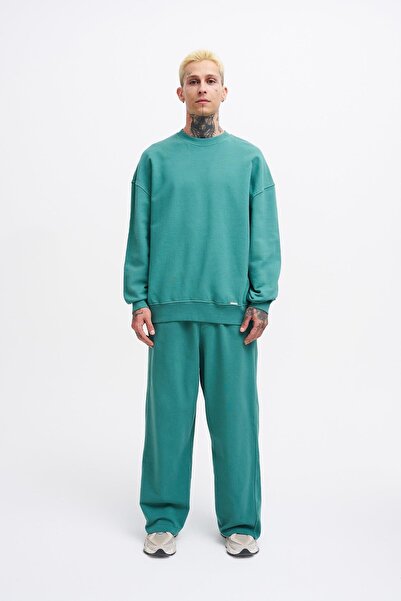 Machinist Ανδρικό Πράσινο Φούτερ Oversize που πλένεται