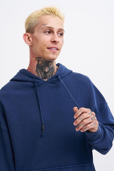 Machinist Ανδρικό φούτερ Basic Hooded Oversize Washable Navy Blue