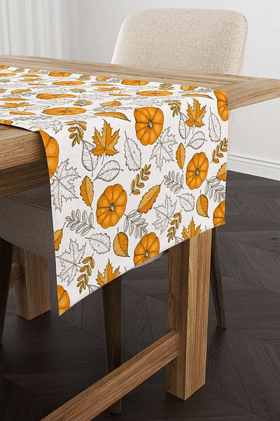 Cango Home Orange Halloween Pumpkin Patterned Digital Printed Runner Cgh760-rn