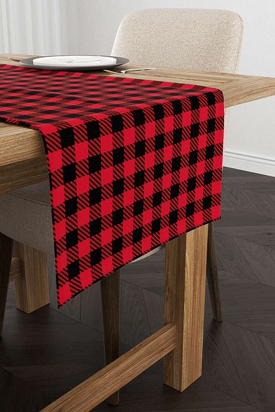 Cango Home Red Black Christmas Themed Digital Printed Runner Cgh800-rn