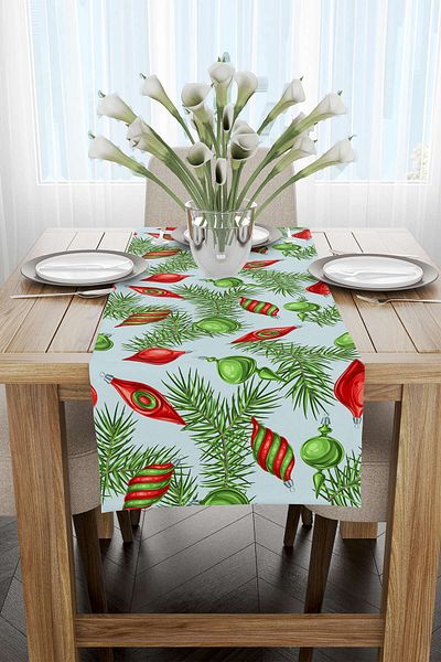 Cango Home Red Green Christmas Themed Digital Printed Runner Cgh291-rn