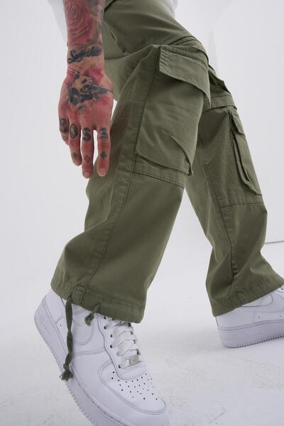 Machinist Ανδρικό φαρδύ τζιν Cargo Χακί