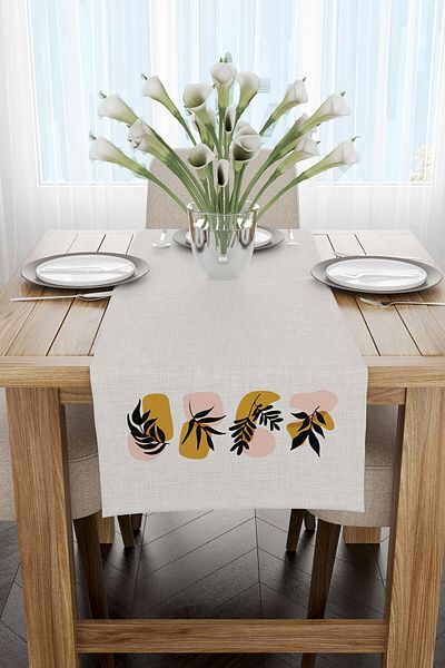 Cango Home Yellow Black Modern Bohemian Leaf Patterned Digital Printed Runner 4kmbs103-rn