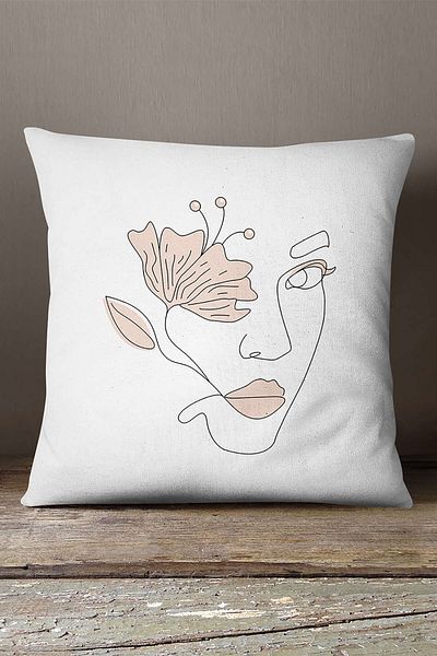 INSENSE HOME Velvet Babyface, alb, negru, modern, siluetă, model, imprimare digitală, pernă, husă de pernă Cgh527