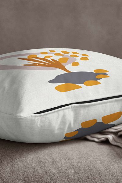 INSENSE HOME Velvet Babyface, gri, galben, stil boem, model de frunze, imprimat digital, husă de pernă Cgh643