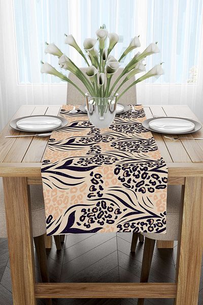 Cango Home Καφέ Μαύρο Leopard Pattern Digital Printing Runner - Cgh347-rn