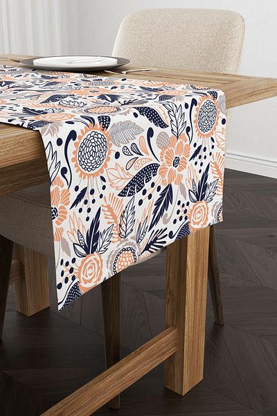 Cango Home Ροζ Navy Blue Flower μοτίβο ψηφιακής εκτύπωσης Runner Cgh601-rn