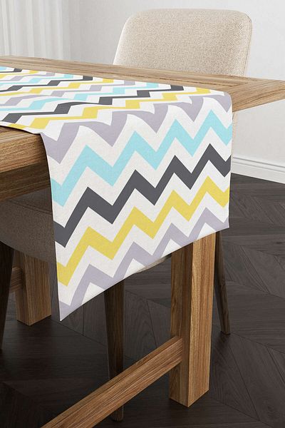 Cango Home Runner cu imprimare digitală cu model în zig-zag galben gri - Otyk462-rn