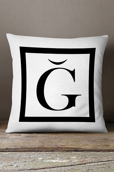 INSENSE HOME Husă de pernă din catifea Babyface, cu două fețe, cu litere alb-negru, imprimată digital - Ğ