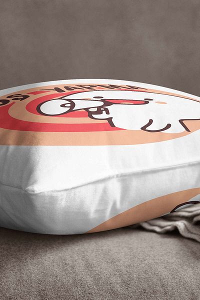 INSENSE HOME Velvet Babyface Λευκό Πορτοκαλί Άδειο Κάνοντας Γραπτή Ψηφιακή Εκτύπωση Μαξιλαροθήκη Ριχτάρι - Cgh407