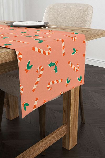Cango Home Orange Christmas Themed Digital Printed Runner Cgh206-rn