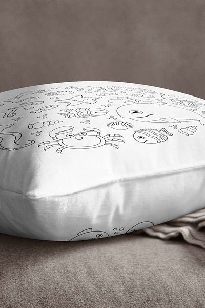 INSENSE HOME Βελούδινη Babyface Λευκή Μαύρη Θάλασσα με θέμα Μαξιλαροθήκη Ριχτάρι - Cgh004