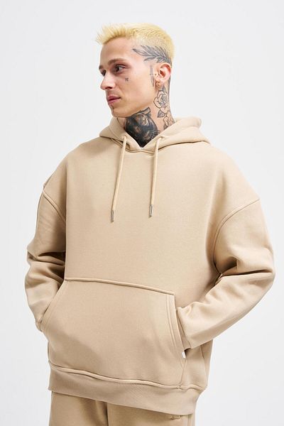 Machinist Ανδρικό φούτερ Basic Hooded Oversize Beige