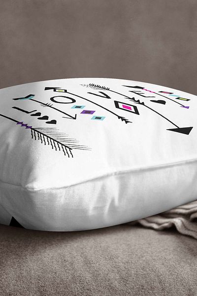 INSENSE HOME Velvet Babyface White Bohemian Style Love Written Printing Digital Throw Husa de perna - Cgh440