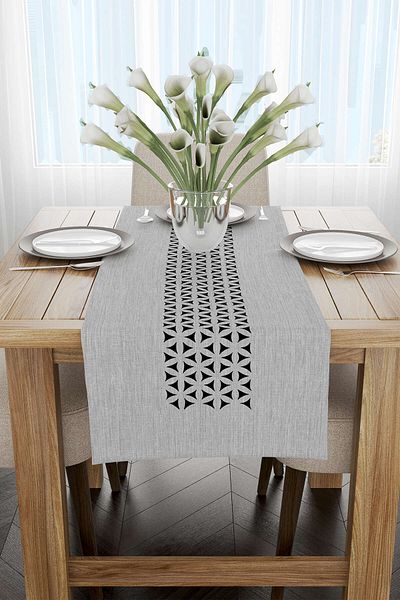 Cango Home Gray Black Decorative Geometric Patterned Digital Printed Runner Cgh1055-rn