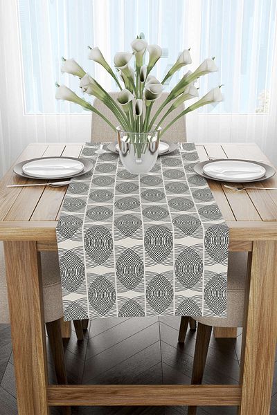Cango Home Κρεμ μαύρο Bohemian Scandinavian μοτίβο ψηφιακής εκτύπωσης Runner Cgh1217-rn