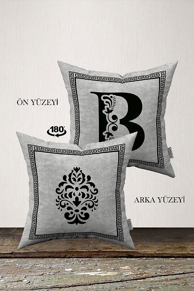 INSENSE HOME Husă de pernă din catifea Babyface cu litere duble laterale - Litera B