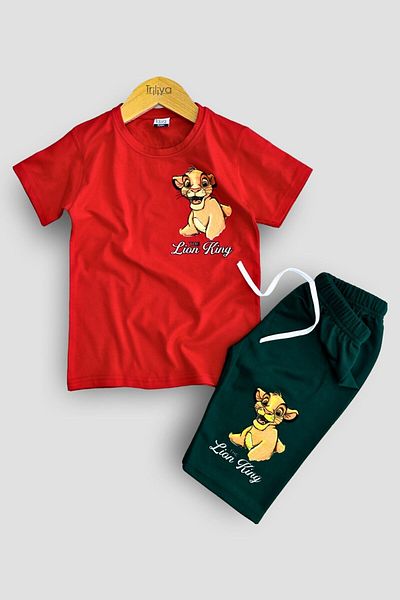 TRİLİYA Lion King Printed Children's T-shirt and Capri Set - Legendary Adventure