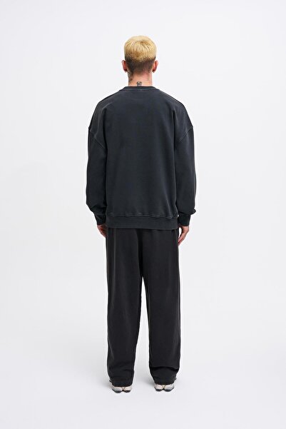 Machinist Ανδρικό πλυμένο oversize μαύρο φούτερ