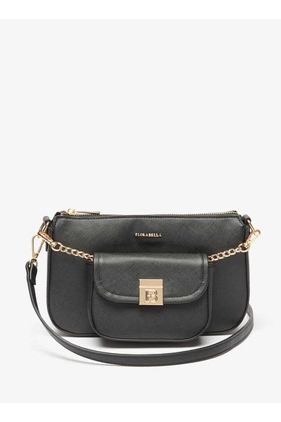 Flora Bella by Shoexpress Flora Bella Solid Crossbody Bag with Detachable Strap and Pouch