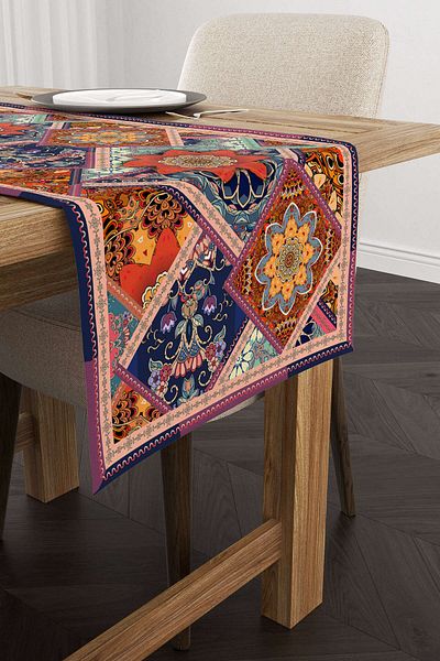 Cango Home Καφέ πολύχρωμο Ethnic Vintage μοτίβο ψηφιακής εκτύπωσης Runner Cgh740-rn