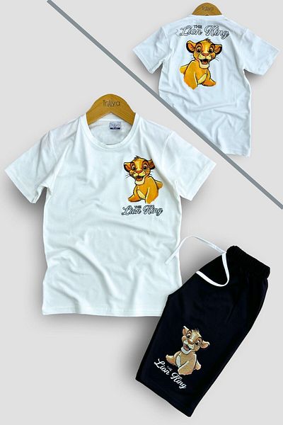 TRİLİYA Lion King Printed Children's T-shirt and Capri Set - Legendary Adventure