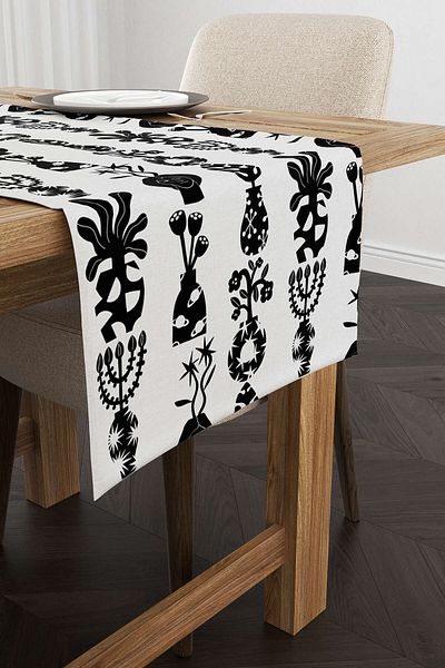 Cango Home Runner cu model decorativ alb-negru cu imprimare digitală Cgh588-rn