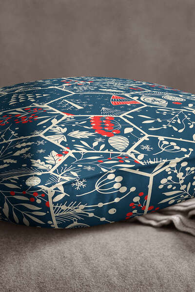 INSENSE HOME Velvet Babyface Red Navy Blue Christmas Themed Digital Printed Throw Pillow Pillow Case - Cgh301