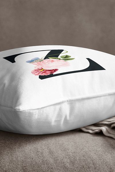 INSENSE HOME Velvet Babyface Double Sided Red Floral Letter Throw Pillow Cover - Letter Z