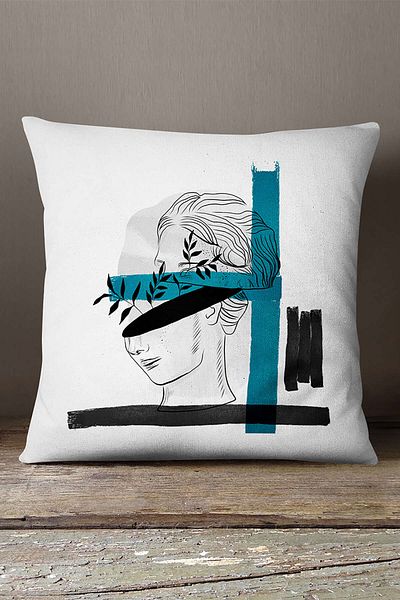 INSENSE HOME Catifea Babyface Alb Negru Modern Sculpture Figure Digital Printed Arunca Husa de Perna Cgh538