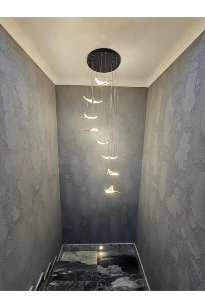 Vonalight 8Lİ Kuş Avize,Merdiven,GaleriBoşluğu,Sarkıt,lamba,Avize,Modern,Dekoratif,günışığı,3000K SİYAH&GOLD