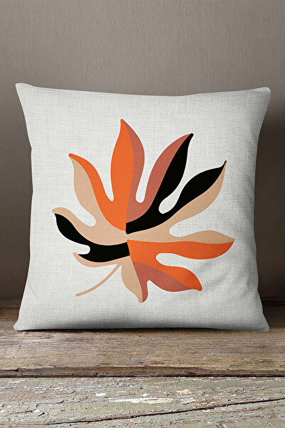 INSENSE HOME Кадифе Babyface Помаранчево-чорна декоративна сучасна подушка з принтом у вигляді листя Cgh720