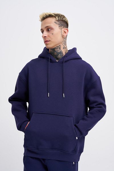 Machinist Ανδρικό φούτερ με κουκούλα Oversize Navy Blue