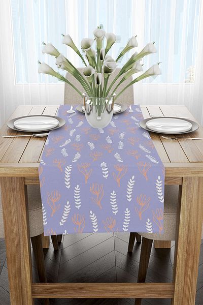 Cango Home Μωβ Λευκό Διακοσμητικό Floral Runner - Cgh193-rn