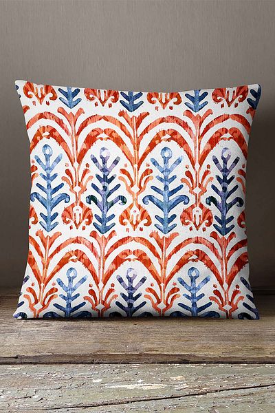 INSENSE HOME Velvet Babyface Red Blue Ethnic Patterned Throw Pillow Pillow Case - Cgh253