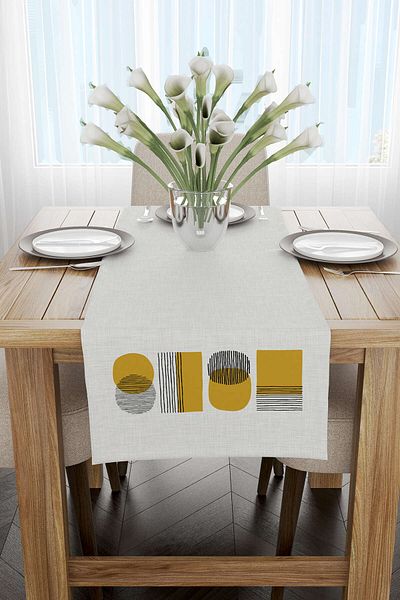 Cango Home Yellow Black Modern Abstract Patterned Digital Printed Runner 4kmbs127-rn