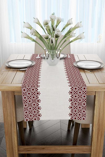 Cango Home Roșu Claret Motiv Ramadan Model Decorativ Imprimat Digital Runner Cgh1318-rn