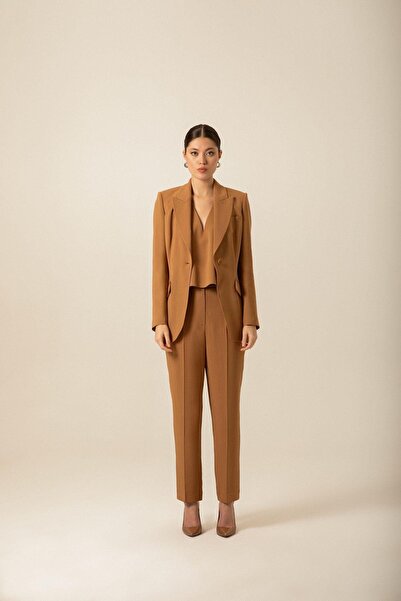 rue Μπουφάν Camel με υφή κρεπ με κάλυμμα τσέπης