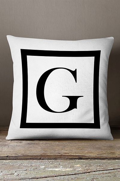 INSENSE HOME Husă de pernă din catifea Babyface, cu două fețe, cu litere alb-negru, imprimată digital - G