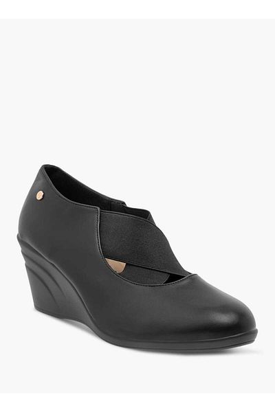 Flora Bella by Shoexpress Flora Bella Monogram Printed Slip-On Pumps with Wedge Heels