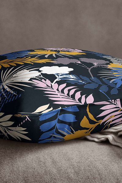 INSENSE HOME Velvet Babyface Negru Roz Tropical Floral Aruncă Față de Pernă - Cgh035